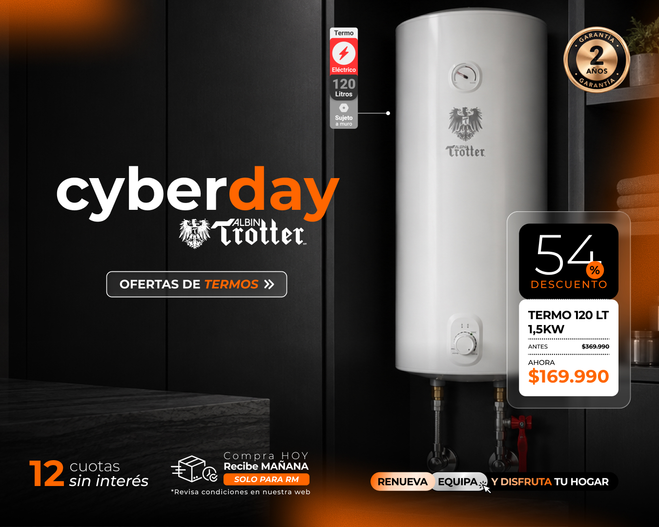 Oferta Cyber Termo Eléctrico Albin Trotter 120 litros